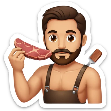 Muchacho guapo con barba de candado haciendo una carne asada  sticker