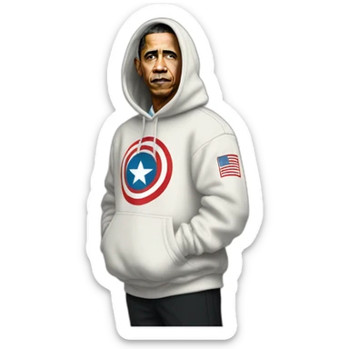 fullbody barack obama in supreme logo hoodie sticker