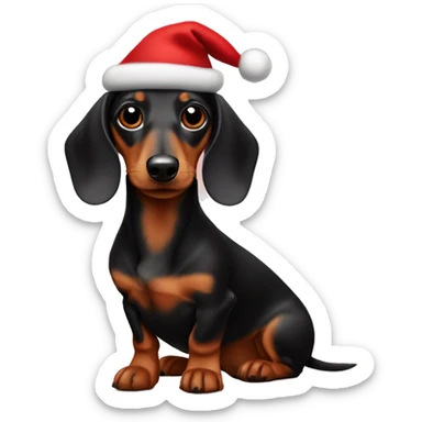 Mini long hair tan dachshund dressed like Rudolph sticker