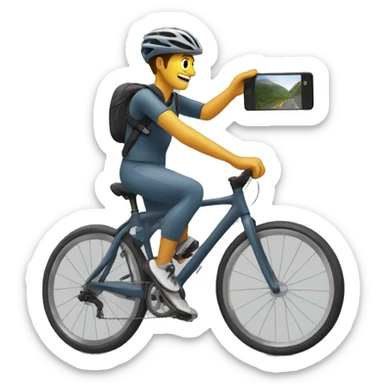 cyclist taking pictures to the bike sticker