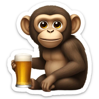 Monkey drinking beer  sticker