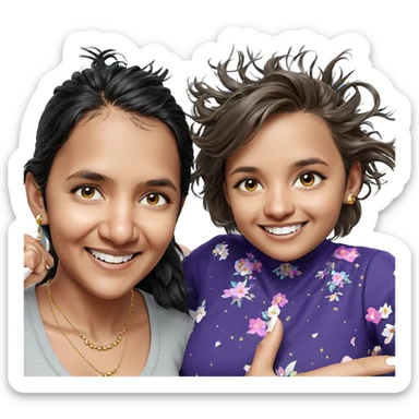 smiling girls with jewelry sticker