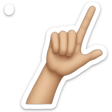 Person point with left hand to upward sticker