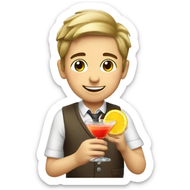 boy enjoying cocktail treat sticker