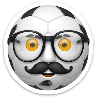 soccer ball wearing joke glasses and nose and mustache sticker