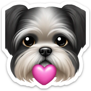 Black ShihTzu with pink hearts sticker