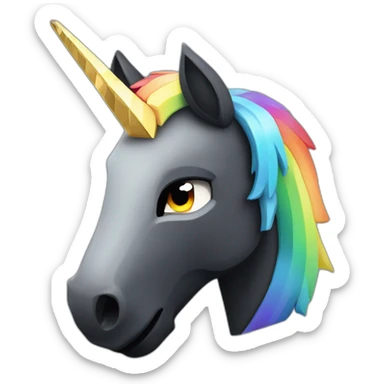 Minecraft Rainbow Black Unicorn Head With Diamond Horn sticker