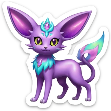 Shiny Exotic Elemental Espeon-Persian-Pokémon-Fakémon-hybrid-creature (full body) sticker