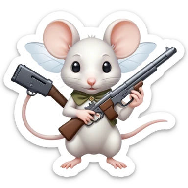 White rat fairy with a gun sticker