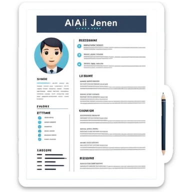 resume sheet with AI letters sticker