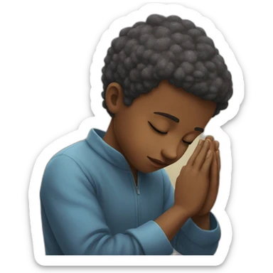 Boy praying head down and sparkle around head sticker