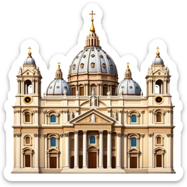 Cinematic Realistic St. Peter's Basilica Landmark Emoji, depicted with majestic, ornate architecture rendered with lifelike detail and regal lighting. sticker