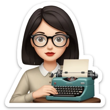 woman with vintage typewriter sticker