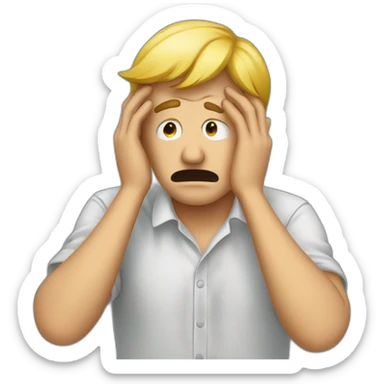 Worried man with hands on his head sticker