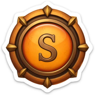 Create a custom emoji badge featuring a stylized, letter “S”. Theme it in the Bronze rank style from League of Legends. Use warm bronze metals, orange-brown highlights, and a polished but aged texture. Emblem-like design, vibrant and high clarity.
 sticker