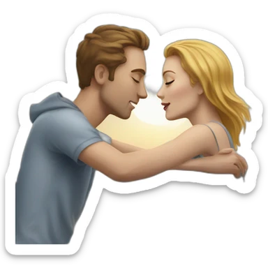 kiss white man and white woman on the roof sticker