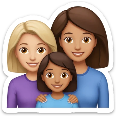 Family two brown girls and mom sticker