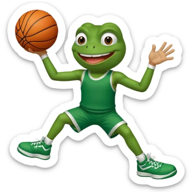 pepe frog throwing a basketball sticker