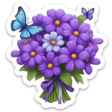 Purple bouquet with butterflies sticker