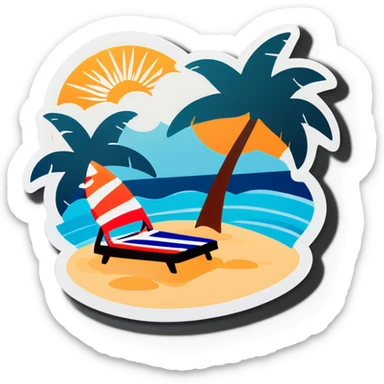 Vacation with beach sticker