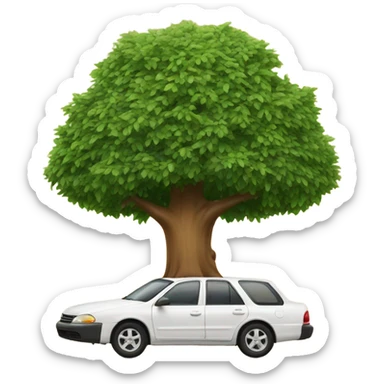 A car with a Christian tree on top of it sticker