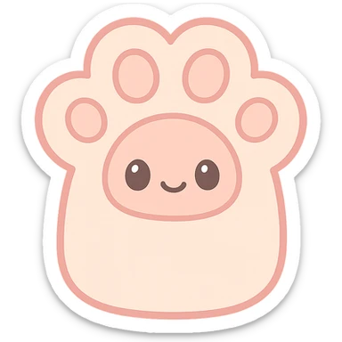 fluffy paw, soft and plush, cute and rounded, pastel colors sticker