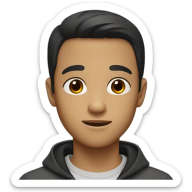 A boy with black short hair and brown eyes sticker