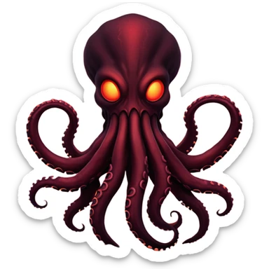 Dark tentacle monster silhouette on a dramatic red sky. sticker