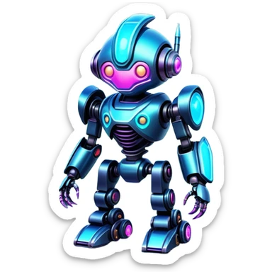  Epic legendary rare glowing mechanical Shiny sparkly transparent bioluminescent luminescent vibrant bright pastel dark exotic iridescent colorful gradients futuristic modern metallic glossy glittery fantasy-cyber-Fakémon-Vernid-robot-creature sticker