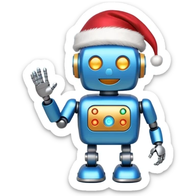 Robot azul navideño sticker