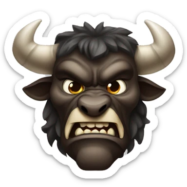 Minotaur angry, bull. Dark fantasy sticker