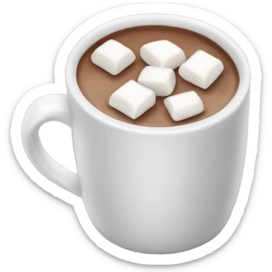 White mug of hot chocolate with marshmellows sticker