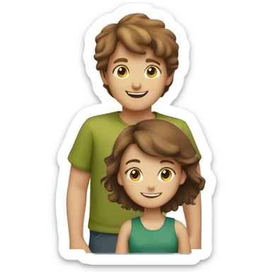 cheerful girl and boy with brown hair outdoors sticker