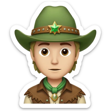 Cowboy wearing a green hat no star, western outfit sticker
