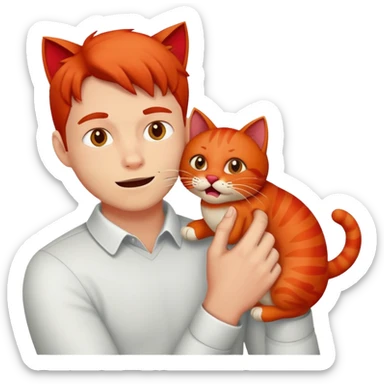 A red cat bites man`s hand sticker