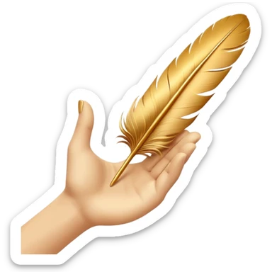 3D perspective hand holding with Premium golden ink feather sticker