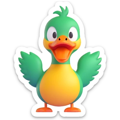 A cartoon-style duck with its beak open, shouting “WAK!” in big comic-style letters. The duck looks expressive and loud, with motion lines to show the sound. White background, bold and fun sticker
