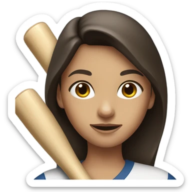 Brunette girl with baseball bat sticker