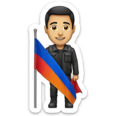 armenian flag with a guy behind it sticker