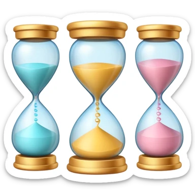 minimal emoji of glowing skin progress over time, hourglass or timeline symbol, pastel tones, represents visible results after consistent treatments sticker