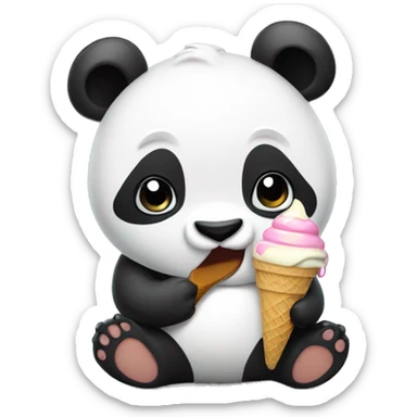 Panda eating ice cream sticker