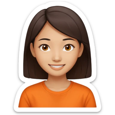 Asian narrow eyed girl with orange shirt sticker