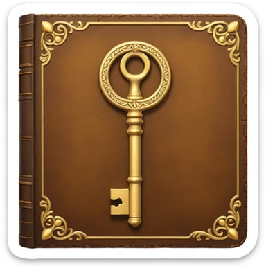 gold antique key + book sticker