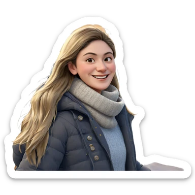 smiling girl in winter attire sticker
