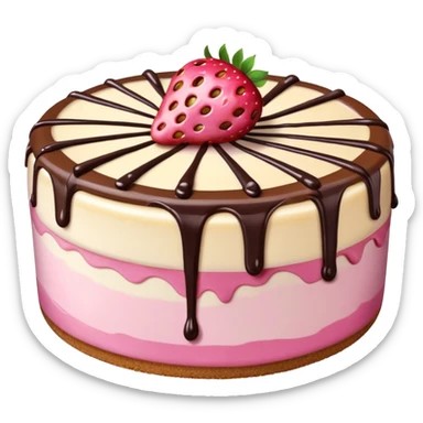 Pink strawberry cheesecake with chocolate syrup  sticker