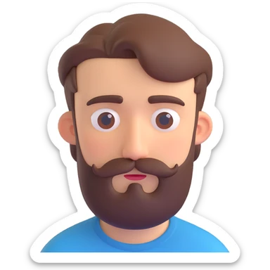 19-year-old man with early stage beard and mustache, sad expression sticker
