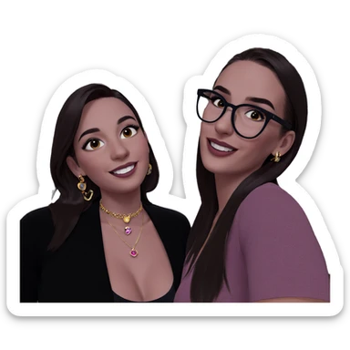 smiling girls with jewelry sticker