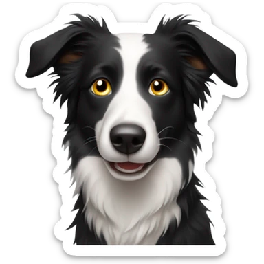 Create a border collie with a nlie eye emoji sticker