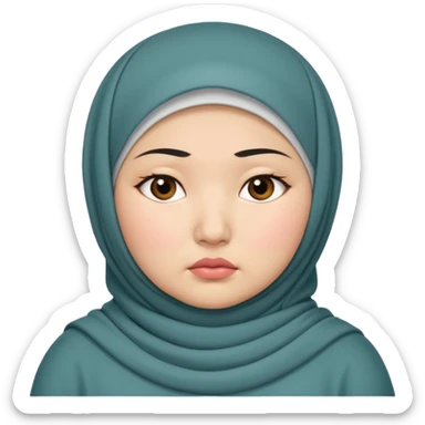 ASIAN WOMAN WITH HIJAB, CHUBBY, SERIOUS FACE sticker