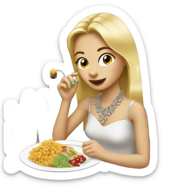 blonde girl enjoying jewelry meal sticker